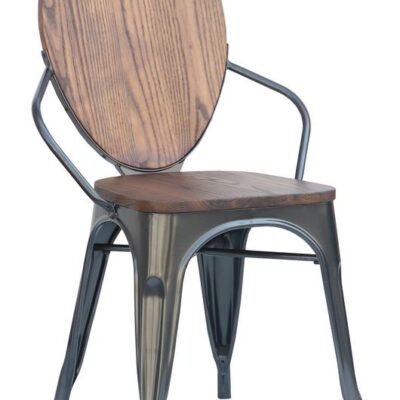 Elm and Metal Dining Chair