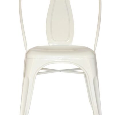 white steel industrial dining chair