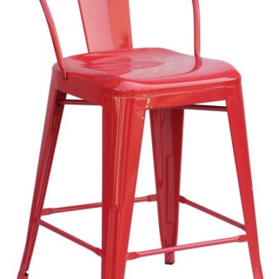 Red round back 24" counter stool