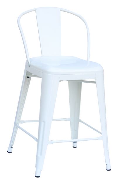 White 24" Round back counter stool